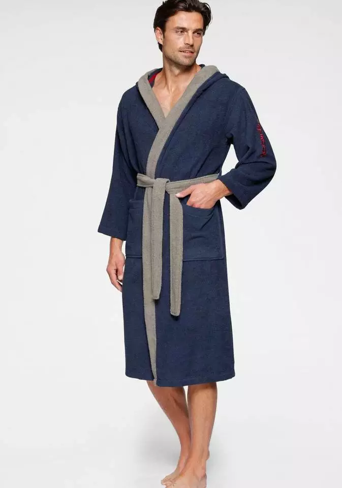 Unisex-Bademantel »Henry«, KangaROOS, mit Kaputze und Logostickerei Marine, Taupe 1 Unisex-Bademantel »Henry«, KangaROOS, mit Kaputze und Logostickerei Marine, Taupe