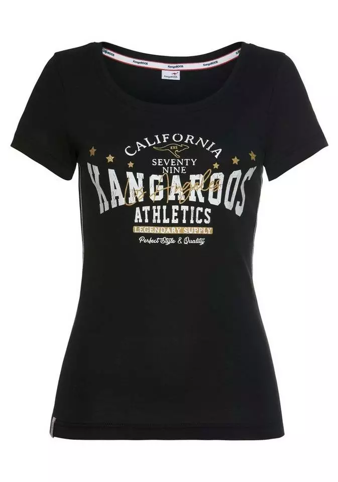 KangaROOS T-Shirt mit goldgfarbenem Glitzerdruck 5 KangaROOS T-Shirt mit goldgfarbenem Glitzerdruck – Bild 5