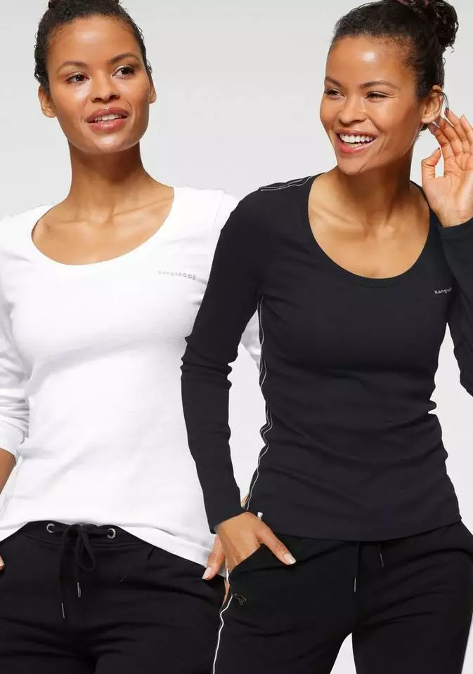 KangaROOS Langarmshirt (Packung, 2-tlg., 2er-Pack) im Doppelpack in toller Basic-Form Marine | grau-meliert, Blau-himbeere, Schwarz-weiß 14 KangaROOS Langarmshirt (Packung, 2-tlg., 2er-Pack) im Doppelpack in toller Basic-Form Marine | grau-meliert, Blau-himbeere, Schwarz-weiß – Bild 14