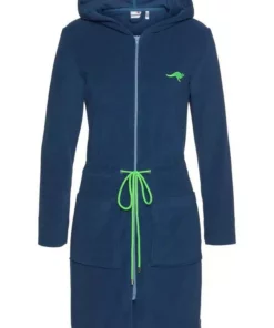 Damenbademantel »Kira«, KangaROOS, mit Reißverschluss und Bindekordel Grau-pink, Blau-neongrün