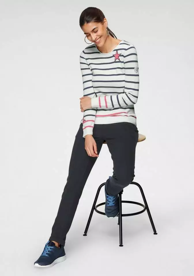 KangaROOS Streifenpullover mit kontrastfarbigen, aufgenähten Sternen Schwarz-grau-wollweiß-gestreift, Blau-weiß-rosa-gestreift, Wollweiß-blau-hellpink-gestreift 5 KangaROOS Streifenpullover mit kontrastfarbigen, aufgenähten Sternen Schwarz-grau-wollweiß-gestreift, Blau-weiß-rosa-gestreift, Wollweiß-blau-hellpink-gestreift – Bild 5