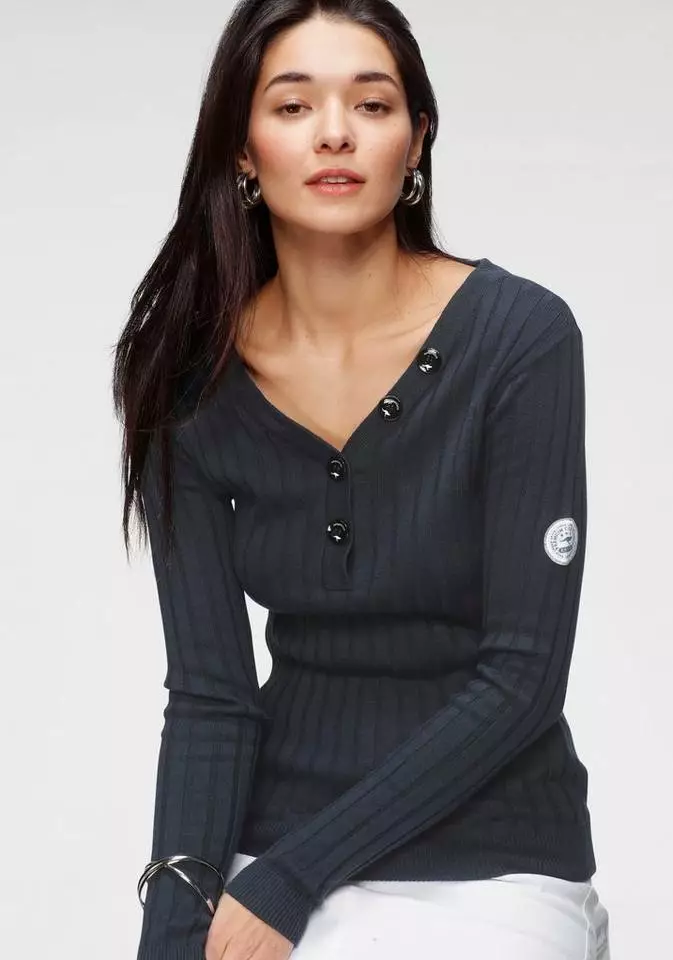 KangaROOS Strickpullover mit Knöpfen in gestreift und uni Rosa, Marine, Graublau 8 KangaROOS Strickpullover mit Knöpfen in gestreift und uni Rosa, Marine, Graublau – Bild 8