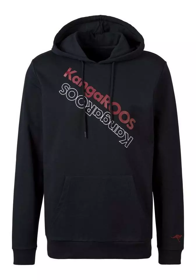 KangaROOS Kapuzensweatshirt mit Logo Print vorn Anthrazit-gelb, Schwarz-petrol, Navy-rot 1 KangaROOS Kapuzensweatshirt mit Logo Print vorn Anthrazit-gelb, Schwarz-petrol, Navy-rot