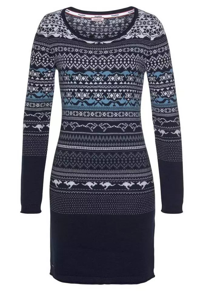 KangaROOS Strickkleid im kontrastreichen Norweger-Design Schwarz-weiß-gemustert, Blau-weiß-gemustert 5 KangaROOS Strickkleid im kontrastreichen Norweger-Design Schwarz-weiß-gemustert, Blau-weiß-gemustert – Bild 5