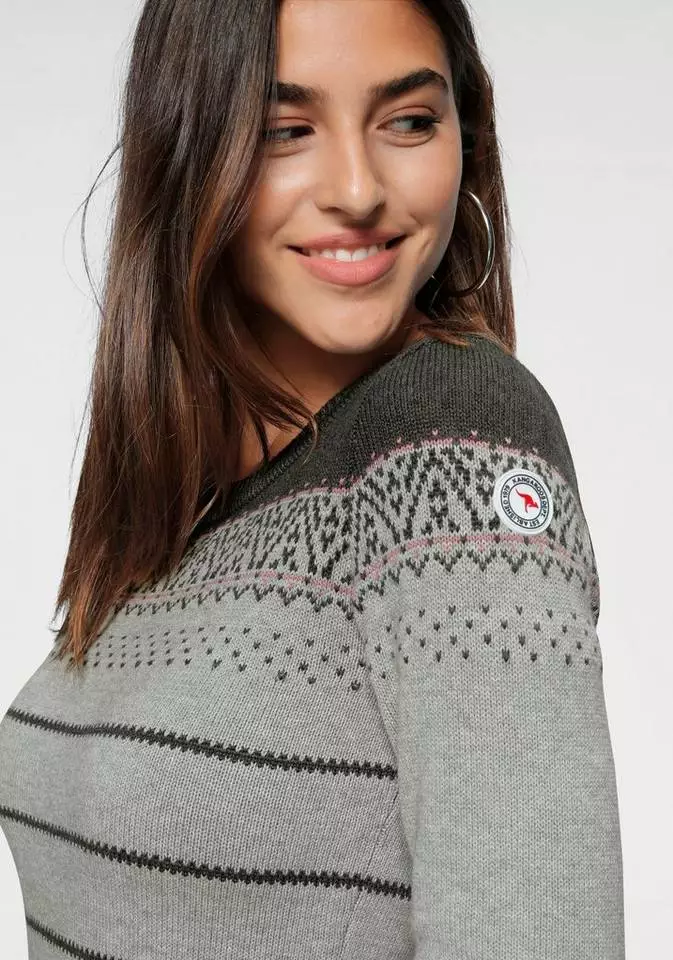 KangaROOS Strickkleid im Norweger-Look Bordeaux-weiß-anthrazit, Grau-rosa, Marine-grau-gelb, Schwarz-weiß-rot 4 KangaROOS Strickkleid im Norweger-Look Bordeaux-weiß-anthrazit, Grau-rosa, Marine-grau-gelb, Schwarz-weiß-rot – Bild 4