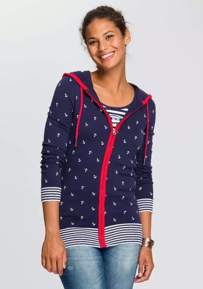 KangaROOS Kapuzenstrickjacke mit Druck und Streifen Mix 1 KangaROOS Kapuzenstrickjacke mit Druck und Streifen Mix