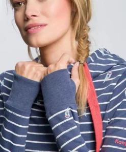 KangaROOS Hoodie in Langform mit überlappender Kapuze Ecru-meliert-mittelblau, Blau-meliert-weiß, Koralle-meliert, Schwarz -KangaROOS Verkaufsladen cae68675 b61d 5098 80b0 583fb5965e6b