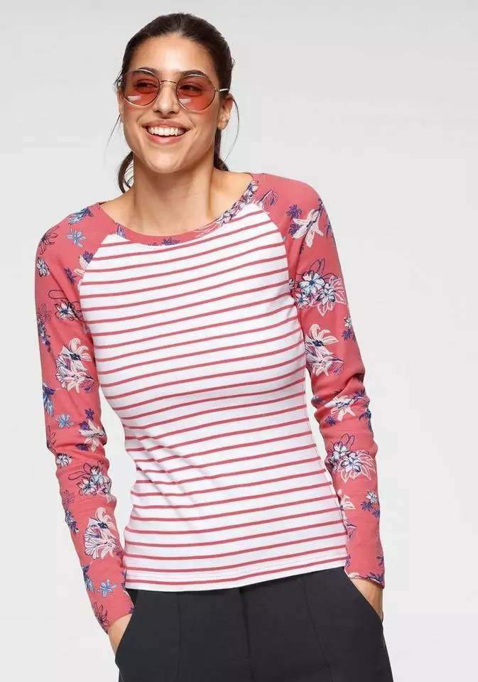 KangaROOS Langarmshirt im angesagtem Mustermix Schwarz, Weiß-marine-gestreift, Himbeere 10 KangaROOS Langarmshirt im angesagtem Mustermix Schwarz, Weiß-marine-gestreift, Himbeere – Bild 10