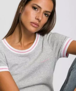 KangaROOS T-Shirt mit modischen Rippenbünchen Schwarz, Blau, Hellgrau-meliert -KangaROOS Verkaufsladen cdbf2d06 cd34 5d26 9248 fe985ce26d94