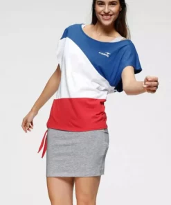 KangaROOS 2-in-1-Kleid (2-tlg) in sommerlicher zweiteiliger Kombination Kleid und Shirt Grau-weiß-gestreift | schwarz, Marine-koralle-gestreift | marine, Royalblau-rot-weiß | hellgrau-meliert, Blau-rosa