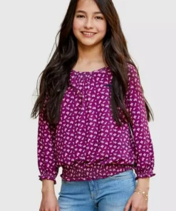 KangaROOS 3/4-Arm-Shirt mit gesmoktem Saumbündchen