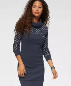 KangaROOS Sweatkleid mit Print im Schulter- und Ärmelbereich Marine-weiß-gemustert, Schwarz-weiß-gemustert -KangaROOS Verkaufsladen d2ccd295 57eb 5375 989f 6743b0ee230a