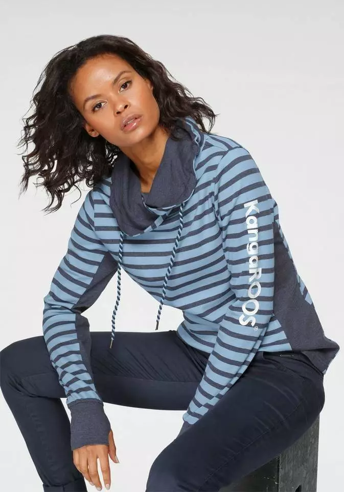 KangaROOS Streifenpullover mit tollem hohen Kragen und Tunnelzug - NEUE KOLLEKTION Grafit-wollweiß, Hellblau-marine 7 KangaROOS Streifenpullover mit tollem hohen Kragen und Tunnelzug - NEUE KOLLEKTION Grafit-wollweiß, Hellblau-marine – Bild 7