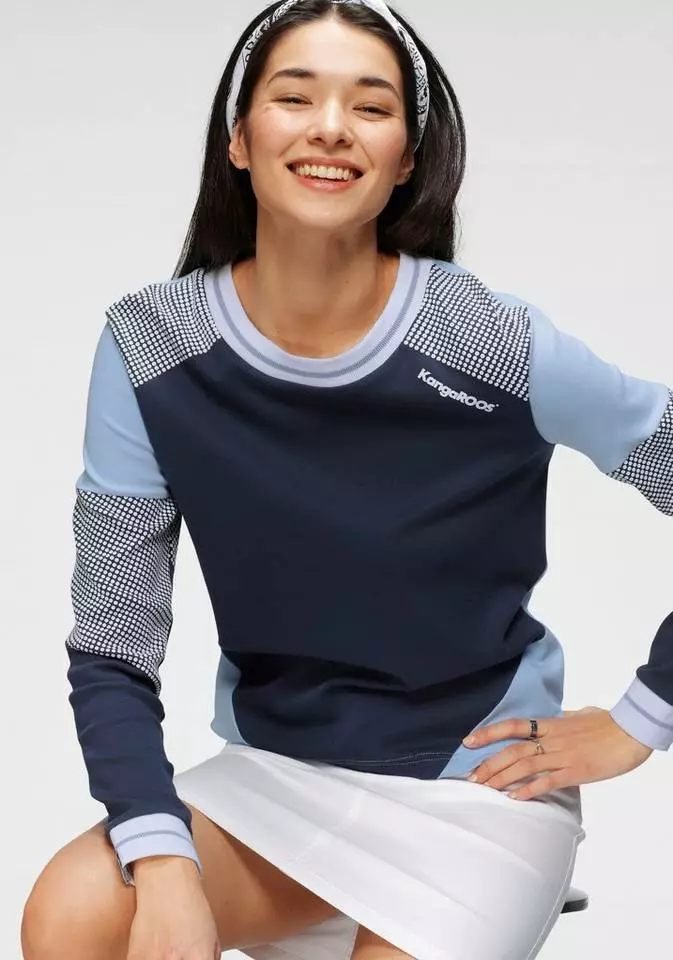 KangaROOS Sweatshirt im Colorblocking-Design mit Pünktchen Rosa-weiß-hellgrau-bedruckt, Schwarz-hellgrau-meliert, Himbeere-meliert, Marine-hellblau 9 KangaROOS Sweatshirt im Colorblocking-Design mit Pünktchen Rosa-weiß-hellgrau-bedruckt, Schwarz-hellgrau-meliert, Himbeere-meliert, Marine-hellblau – Bild 9