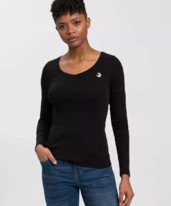 KangaROOS Longsleeve mit V-Neck und silberschimmernden Logodruck auf der Brust - NEUE KOLLEKTION Mint, Weiß, Schwarz -KangaROOS Verkaufsladen d97d7561 30b7 5425 a4cf d30aab7a19de