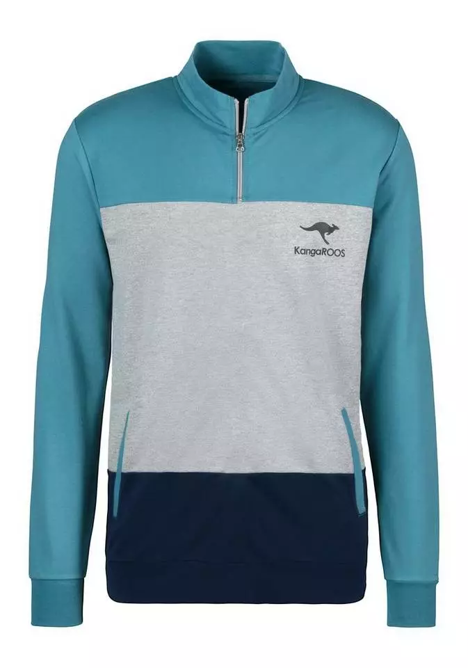 KangaROOS Sweatshirt mit Stehkragen und kurzem Reißverschluss Petrol-grau-meliert-navy, Grau-meliert-weiß-navy 1 KangaROOS Sweatshirt mit Stehkragen und kurzem Reißverschluss Petrol-grau-meliert-navy, Grau-meliert-weiß-navy