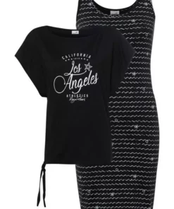 KangaROOS Jerseykleid (2-tlg) im Set mit oversize Shirt zum Knoten - NEUE KOLLEKTION Graublau-weiß, Marine-weiß, Schwarz -KangaROOS Verkaufsladen d9d10599 3d01 5584 b7fd 2b89e947cfa8