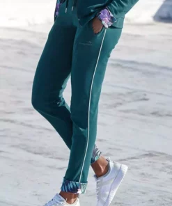 KangaROOS Relaxhose mit schmalem Piping Petrol, Schwarz