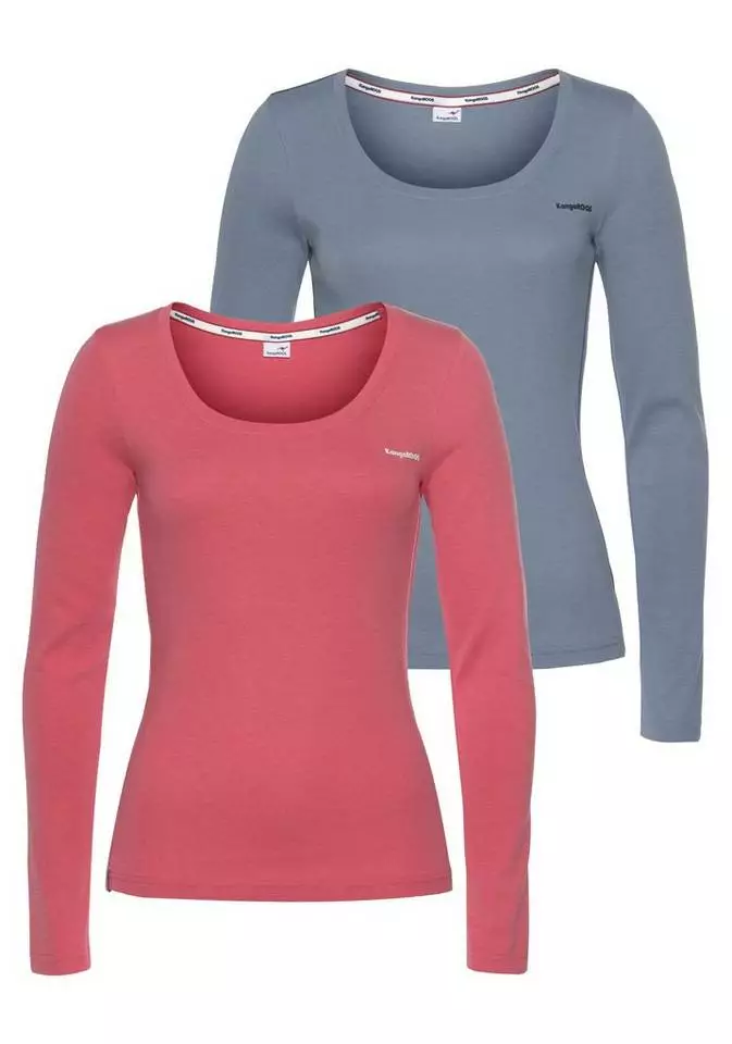 KangaROOS Langarmshirt (Packung, 2-tlg., 2er-Pack) im Doppelpack in toller Basic-Form Marine | grau-meliert, Blau-himbeere, Schwarz-weiß 6 KangaROOS Langarmshirt (Packung, 2-tlg., 2er-Pack) im Doppelpack in toller Basic-Form Marine | grau-meliert, Blau-himbeere, Schwarz-weiß – Bild 6