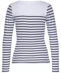 KangaROOS Langarmshirt mit Marken-Schriftzug im Brustbereich Rot-weiß-gestreift, Weiß-gestreift