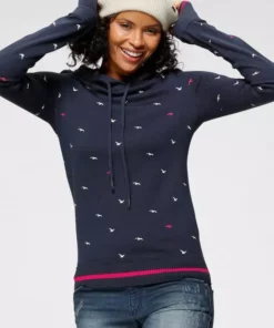 KangaROOS Kapuzenpullover mit Minimal-Allover-Druck Marine, Graublau, Schwarz