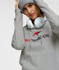 KangaROOS Kapuzensweatshirt mit sportiven Logo-Prints Schwarz, Hellgrau-meliert -KangaROOS Verkaufsladen e907478c 262f 53d6 af3d ef8dba1644f9