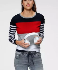 KangaROOS Rundhalspullover in modischer Streifenoptik Beere-rosa, Marine-rot-hellgrau, Hellgrau-t&uuml;rkis-pink, Wollwei&szlig;-rosa-dunkelgr&uuml;n -KangaROOS Verkaufsladen ebcbe5fa 25b4 5fa6 9387 15843df4f9bb