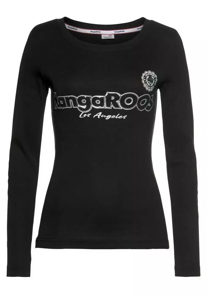 KangaROOS Langarmshirt mit Druck und Streifen am Ärmel Weiß-bedruckt-blau, Schwarz-bedruckt-silberfarben-weiß, Blau-bedruckt-weiß-silberfarben 4 KangaROOS Langarmshirt mit Druck und Streifen am Ärmel Weiß-bedruckt-blau, Schwarz-bedruckt-silberfarben-weiß, Blau-bedruckt-weiß-silberfarben – Bild 4