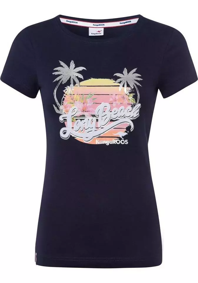 KangaROOS T-Shirt mit "Long Beach" Print Marine, Grau-bedruckt, Weiß 5 KangaROOS T-Shirt mit "Long Beach" Print Marine, Grau-bedruckt, Weiß – Bild 5