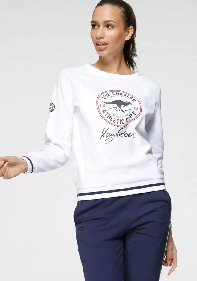 KangaROOS Sweatshirt mit großem Retro Label-Druck im Collage-Look - NEUE KOLLEKTION Hellgrau-meliert, Marine, Weiß 9 KangaROOS Sweatshirt mit großem Retro Label-Druck im Collage-Look - NEUE KOLLEKTION Hellgrau-meliert, Marine, Weiß – Bild 9