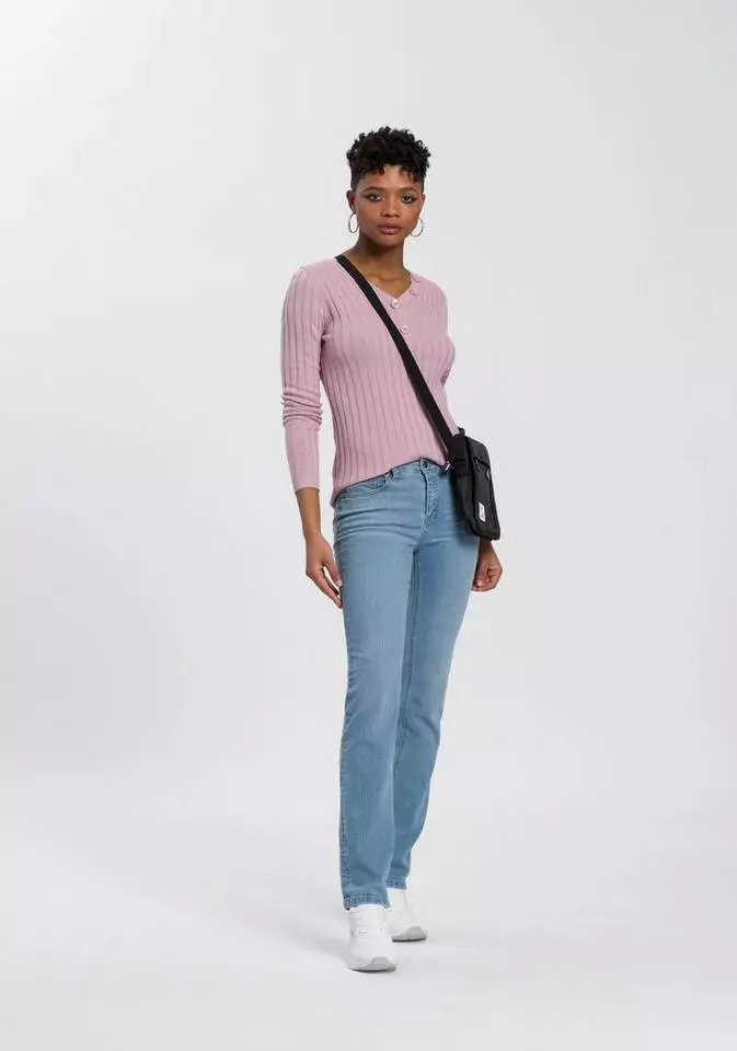 KangaROOS Strickpullover mit Knöpfen in gestreift und uni Rosa, Marine, Graublau 4 KangaROOS Strickpullover mit Knöpfen in gestreift und uni Rosa, Marine, Graublau – Bild 4