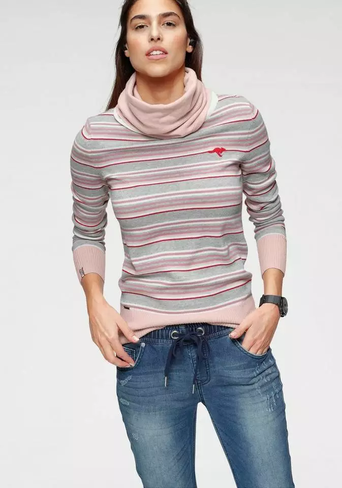 KangaROOS Streifenpullover mit großem doppellagigem Rollkragen Blau-weiß-gestreift, Hellgrau-rosa-gestreift 9 KangaROOS Streifenpullover mit großem doppellagigem Rollkragen Blau-weiß-gestreift, Hellgrau-rosa-gestreift – Bild 9