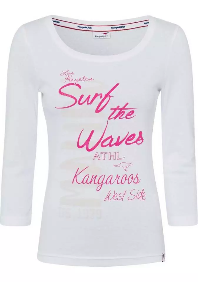 KangaROOS 3/4-Arm-Shirt mit auffälligen Schriftzügen Hellgrau-meliert, Marine, Weiß, Pink 5 KangaROOS 3/4-Arm-Shirt mit auffälligen Schriftzügen Hellgrau-meliert, Marine, Weiß, Pink – Bild 5