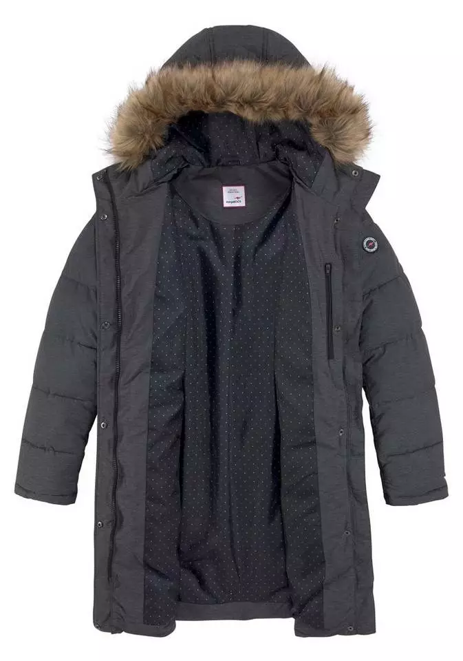 KangaROOS Steppjacke mit kuscheligem, abnehmbarem Fellimitat-Kragen an der Kapuze - NEUE KOLLEKTION Jeansblau-meliert, Schwarz-meliert 5 KangaROOS Steppjacke mit kuscheligem, abnehmbarem Fellimitat-Kragen an der Kapuze - NEUE KOLLEKTION Jeansblau-meliert, Schwarz-meliert – Bild 5