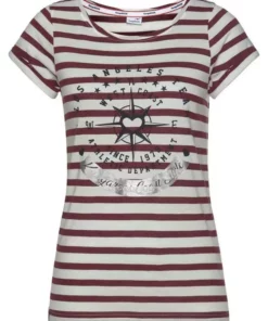 KangaROOS T-Shirt mit großem Metallic-Print vorne Marine-weiß-gestreift, Grau-weiß-gestreift, Bordeaux-weiß-gestreift -KangaROOS Verkaufsladen f876a59e 0b79 5fbd b4db a639c993f6be