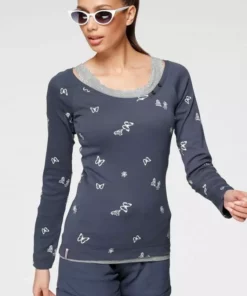 KangaROOS Spitzentop im Set zum Shirt mit Turn-up Ärmeln Himbeere-marine, Marine-hellgrau