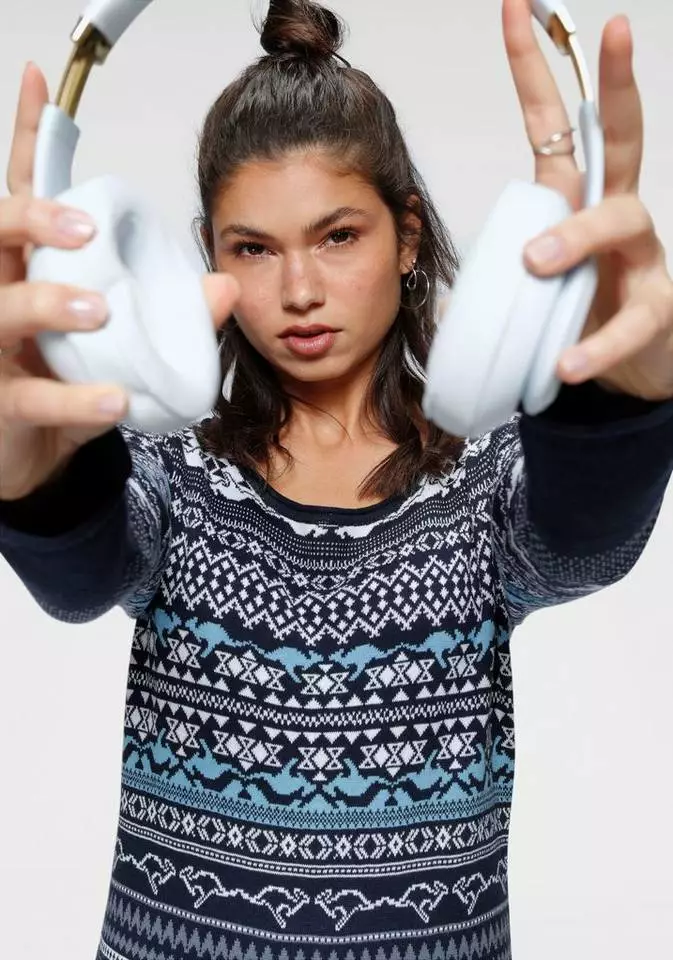 KangaROOS Strickkleid im kontrastreichen Norweger-Design Schwarz-weiß-gemustert, Blau-weiß-gemustert 3 KangaROOS Strickkleid im kontrastreichen Norweger-Design Schwarz-weiß-gemustert, Blau-weiß-gemustert – Bild 3